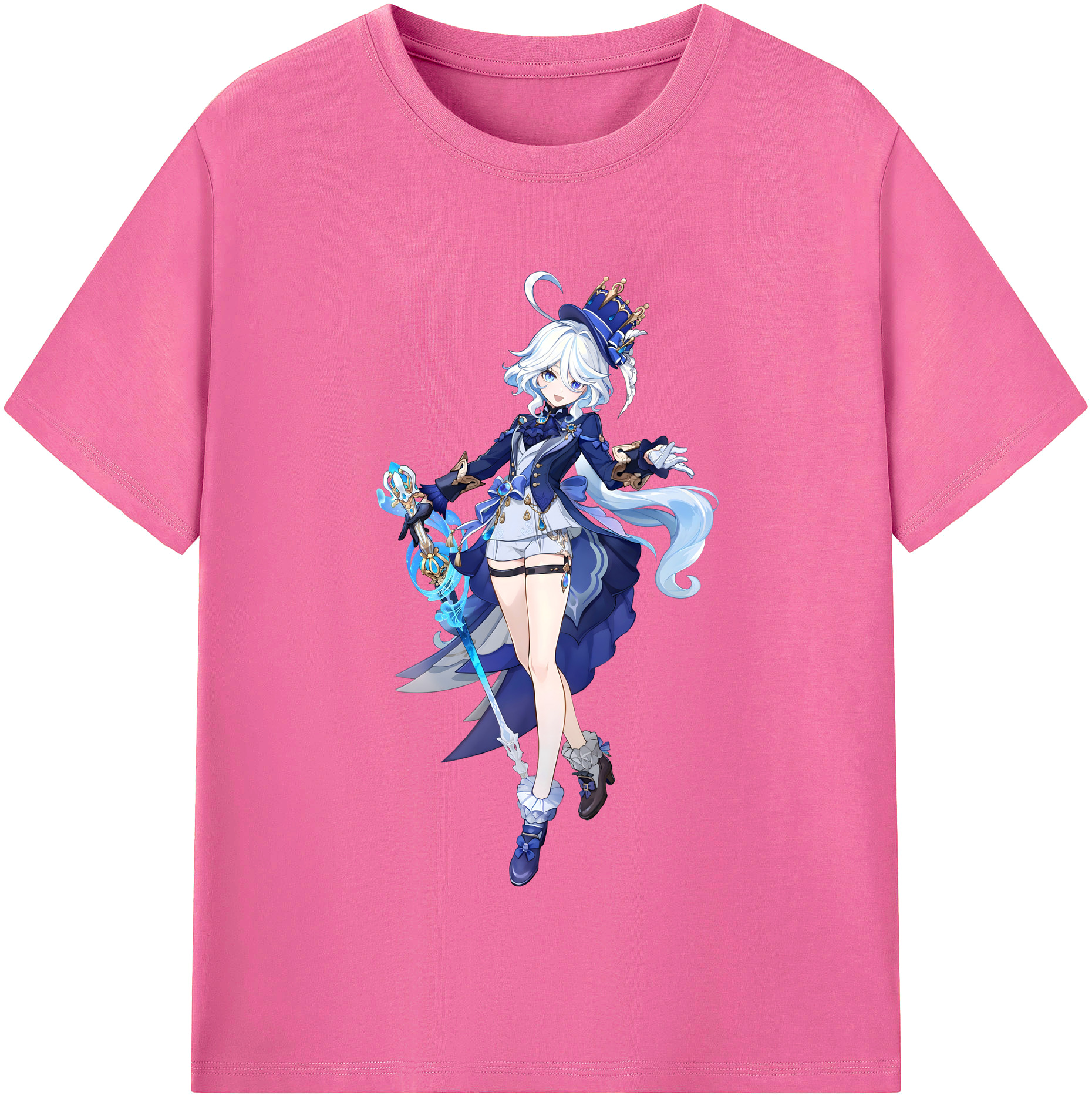 げんし神 フリーナ genshin Furina レディースカジュアルプリントTシャツ（綿100％）